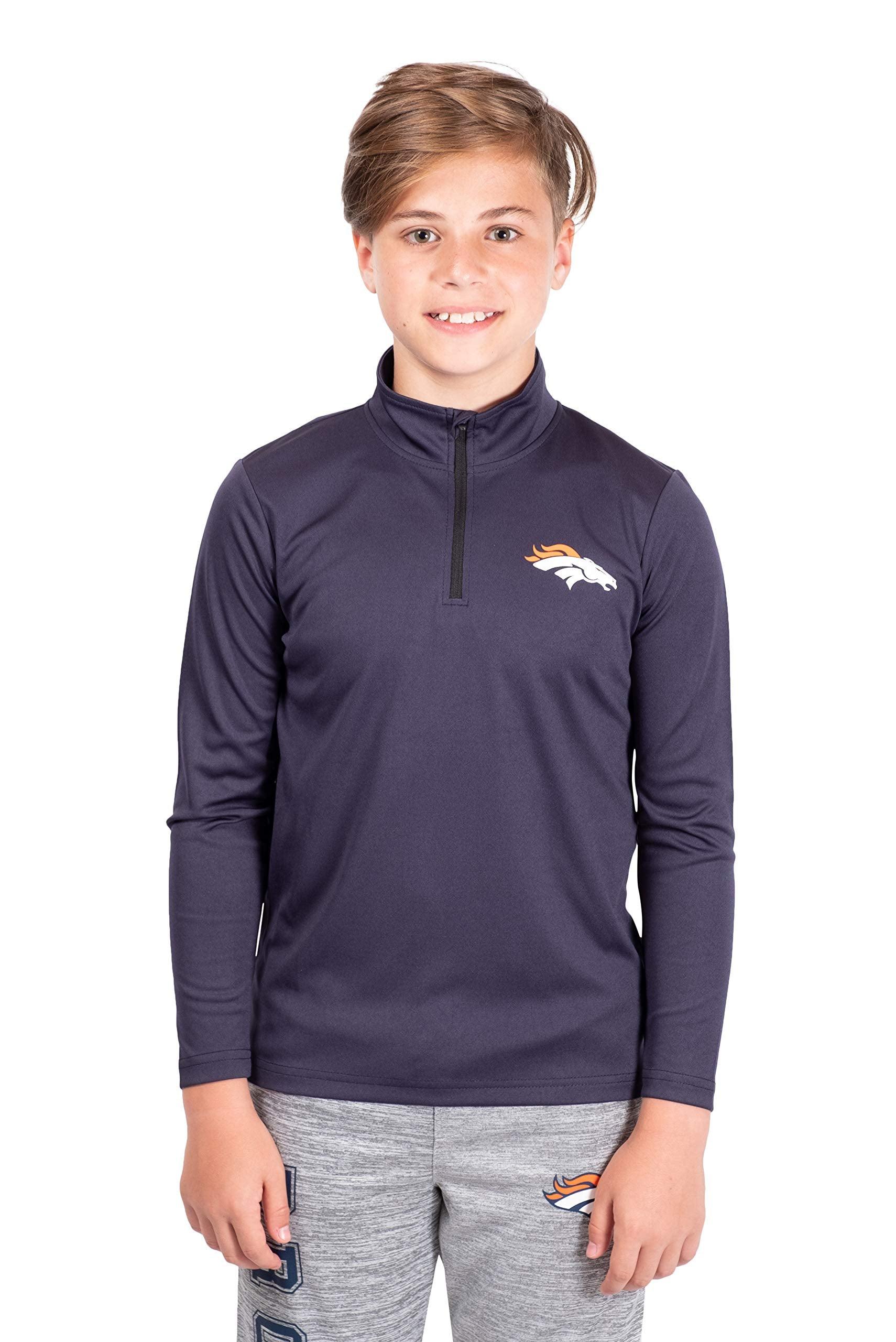 Ultra Game NFL Denver Broncos Youth Super Soft Quarter Zip Long Sleeve T-Shirt|Denver Broncos - UltraGameShop