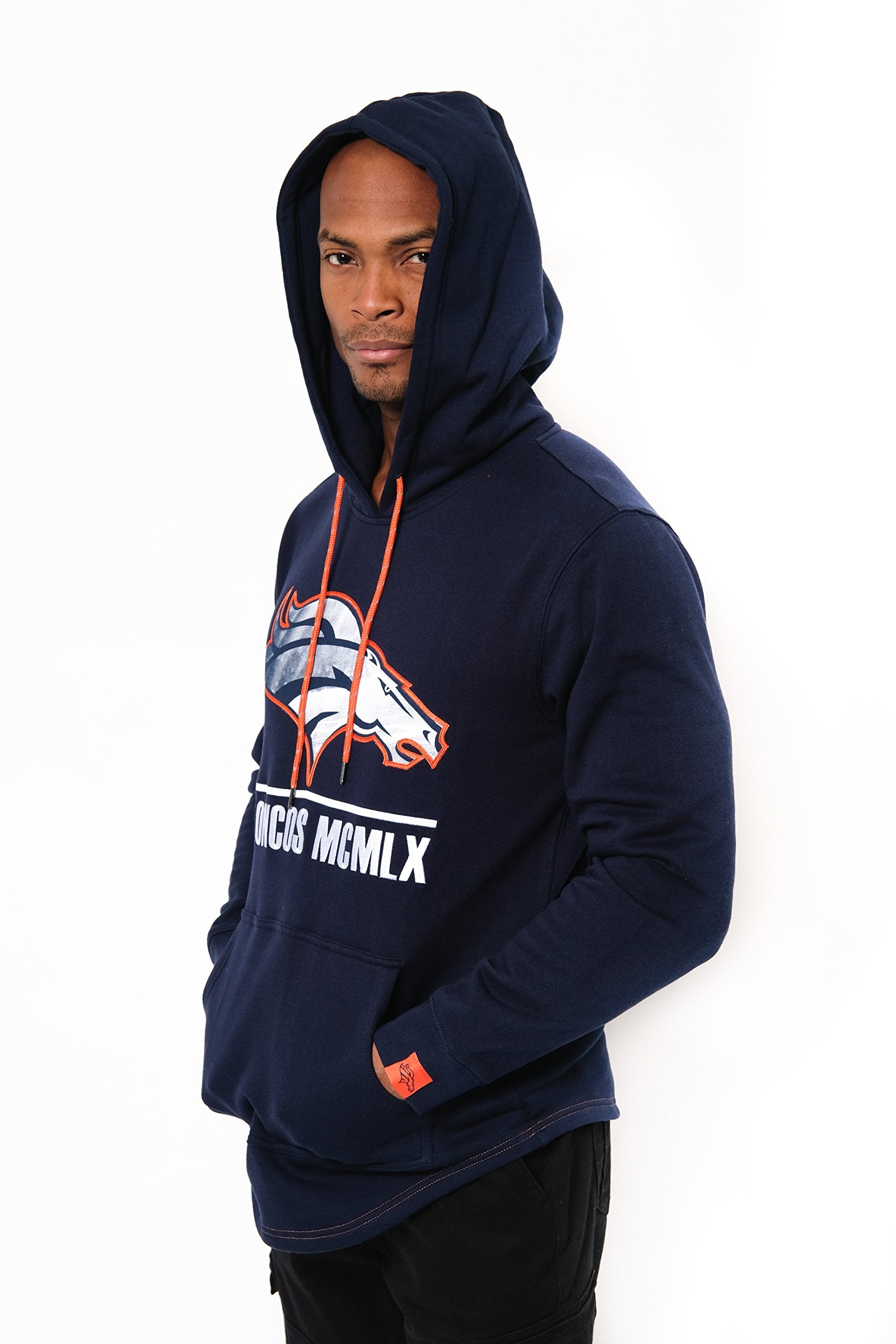Ultra Game NFL Denver Broncos Mens Embroidered Fleece Hoodie Pullover Sweatshirt|Denver Broncos