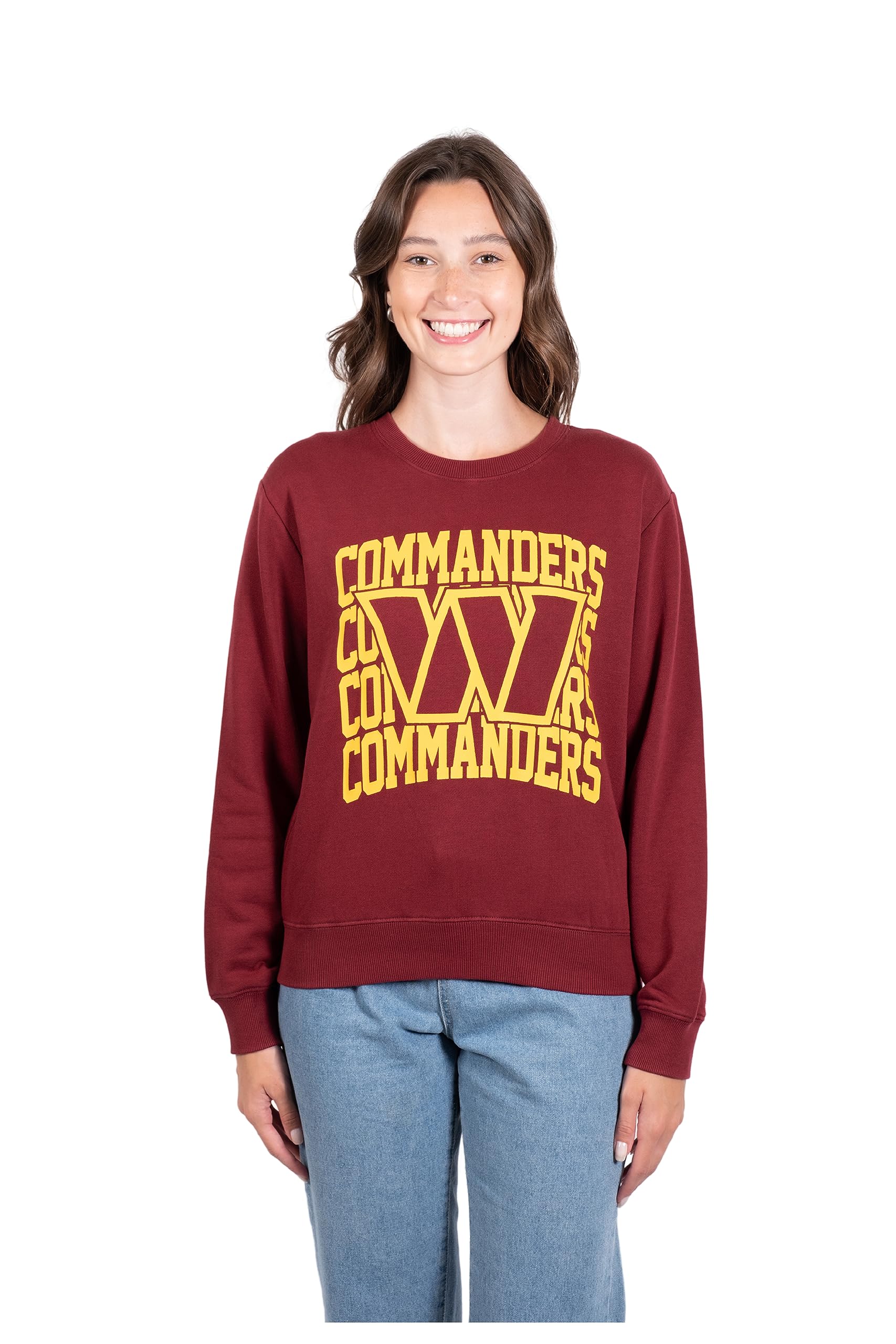 Ultra Game NFL Washington Commanders Womens Long Sleeve Fleece Sweatshirt|Washington Commanders - UltraGameShop