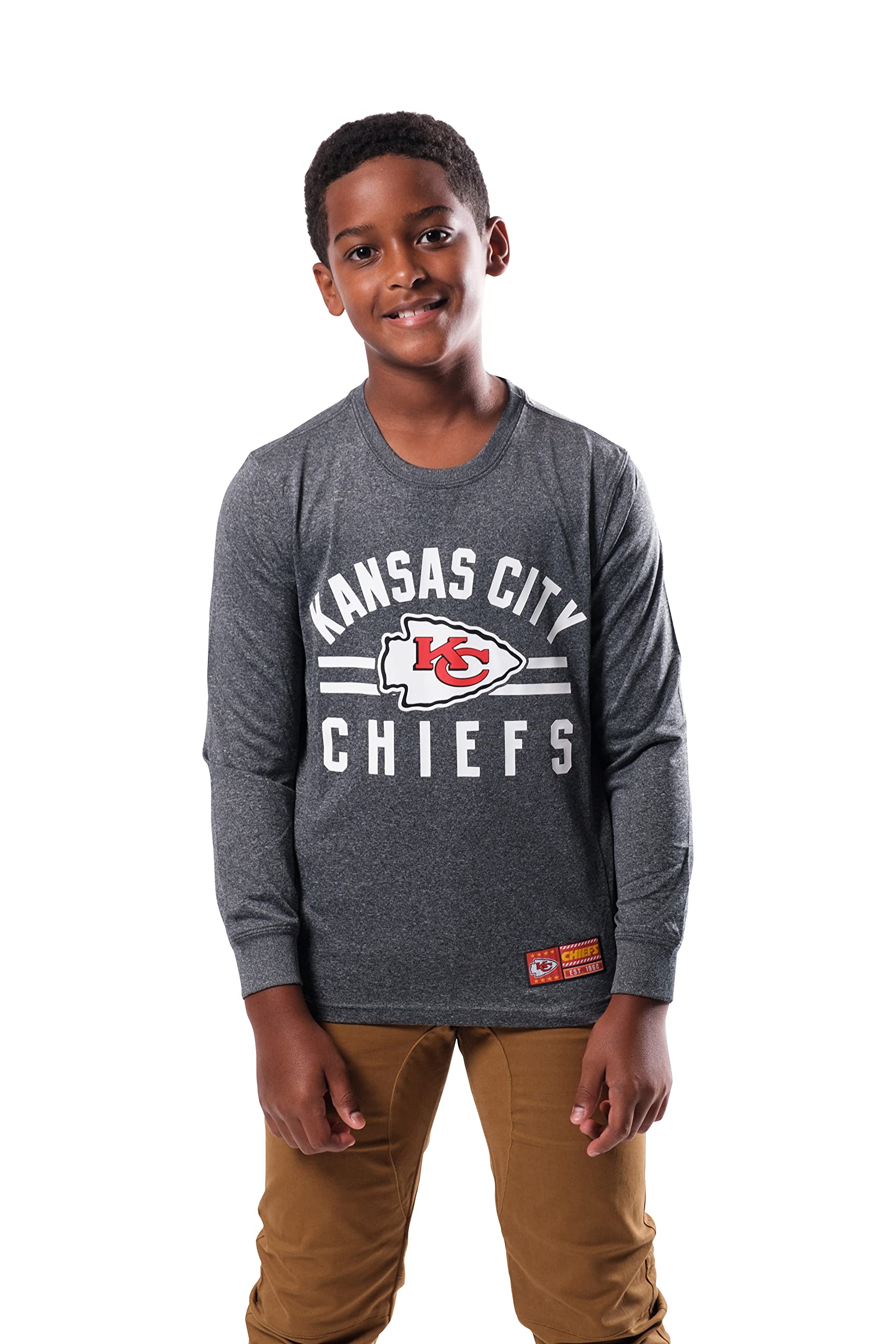 Ultra Game NFL Kansas City Chiefs Youth Super Soft Supreme Long Sleeve T-Shirt|Kansas City Chiefs