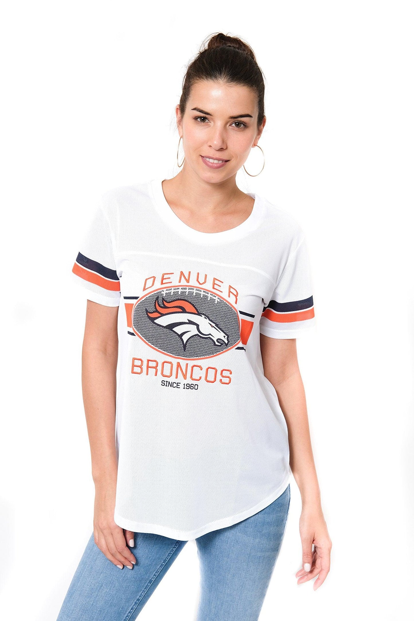 Ultra Game NFL Denver Broncos Womens Soft Mesh Jersey Varsity Tee Shirt|Denver Broncos - UltraGameShop