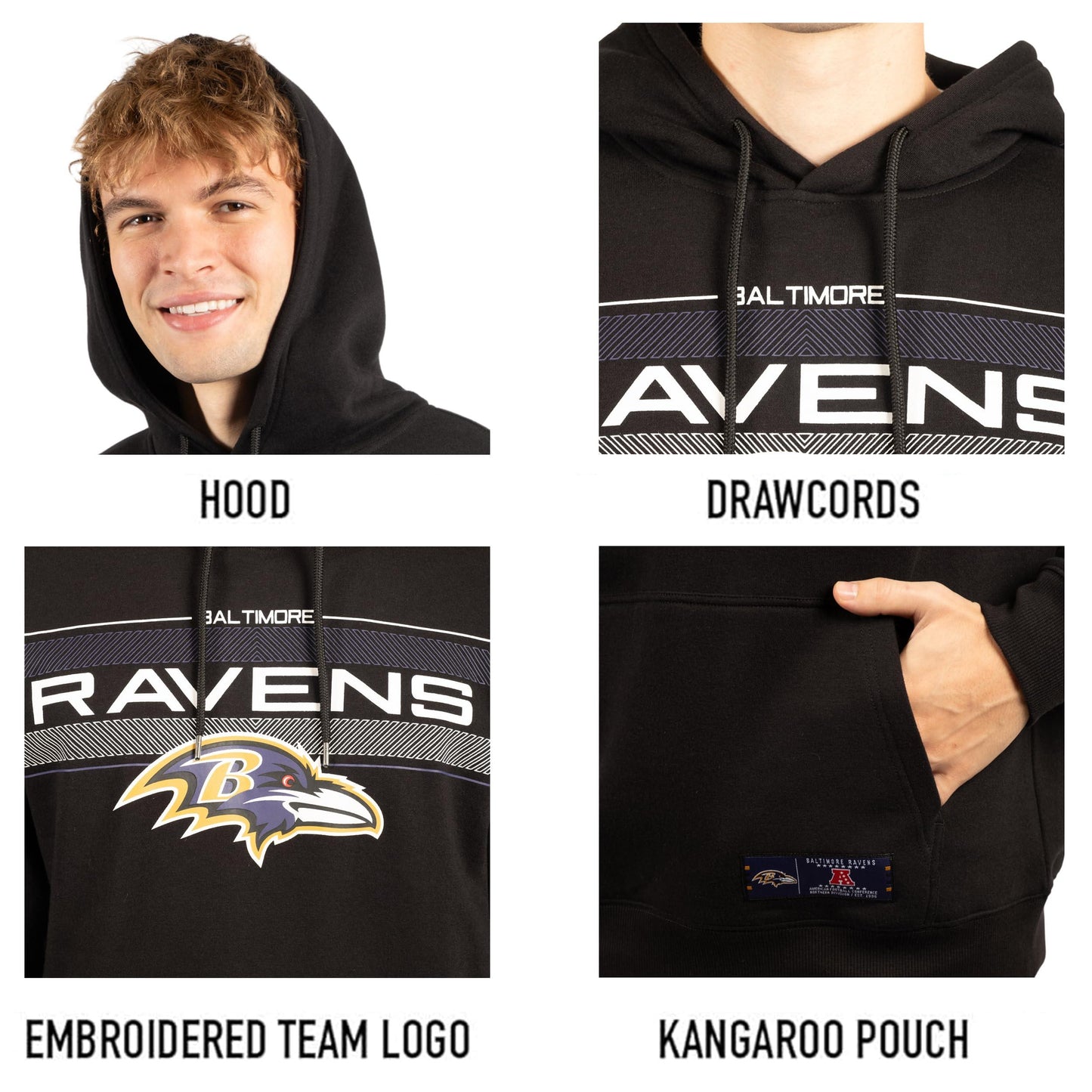 Ultra Game NFL Baltimore Ravens Mens Super Soft Supreme Pullover Hoodie Sweatshirt|Baltimore Ravens - UltraGameShop