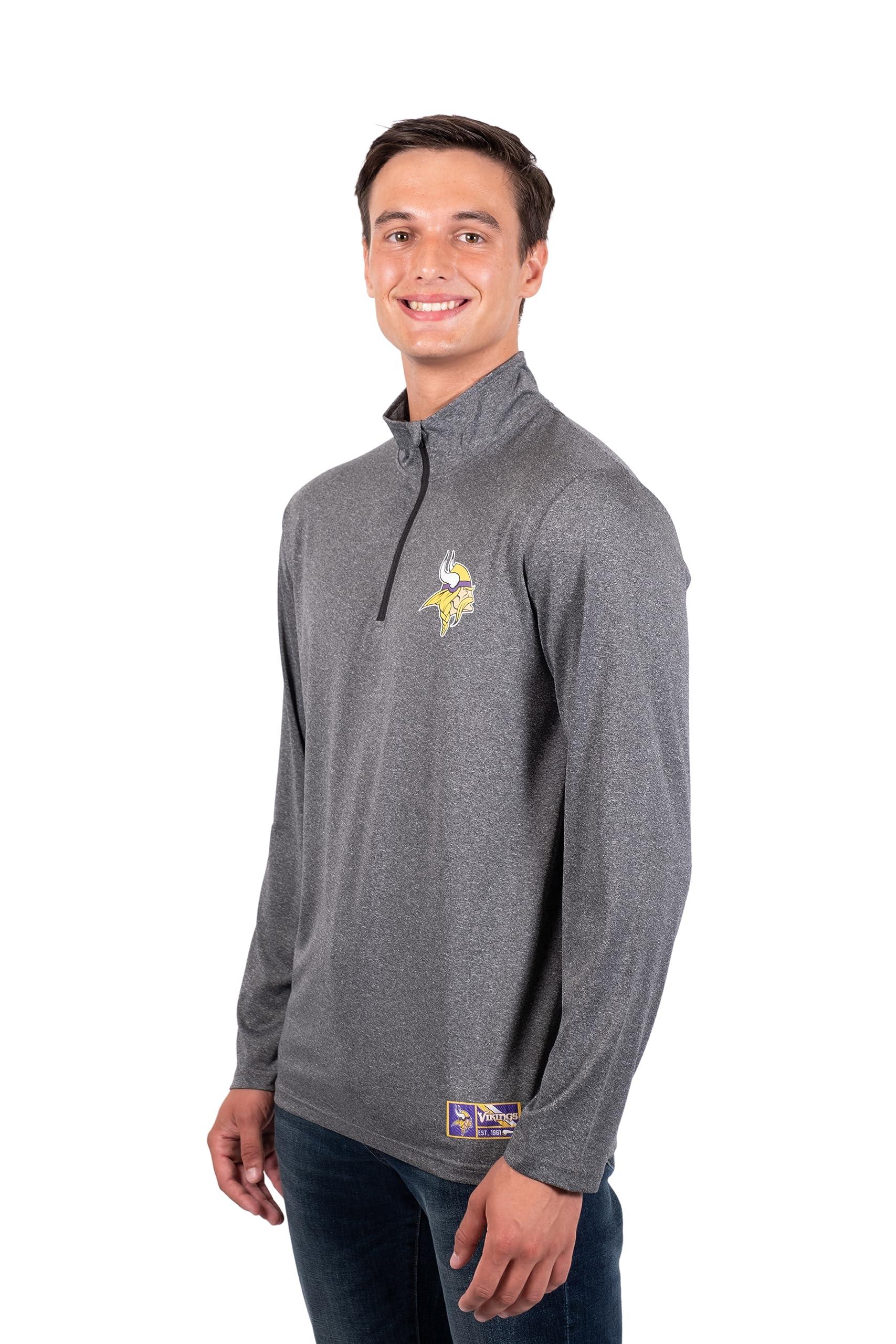 Ultra Game NFL Minnesota Vikings Mens Super Soft Quarter Zip Long Sleeve T-Shirt|Minnesota Vikings - UltraGameShop