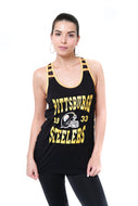Ultra Game NFL Pittsburgh Steelers Womens Jersey Mesh Striped Racerback Tank Top|Pittsburgh Steelers