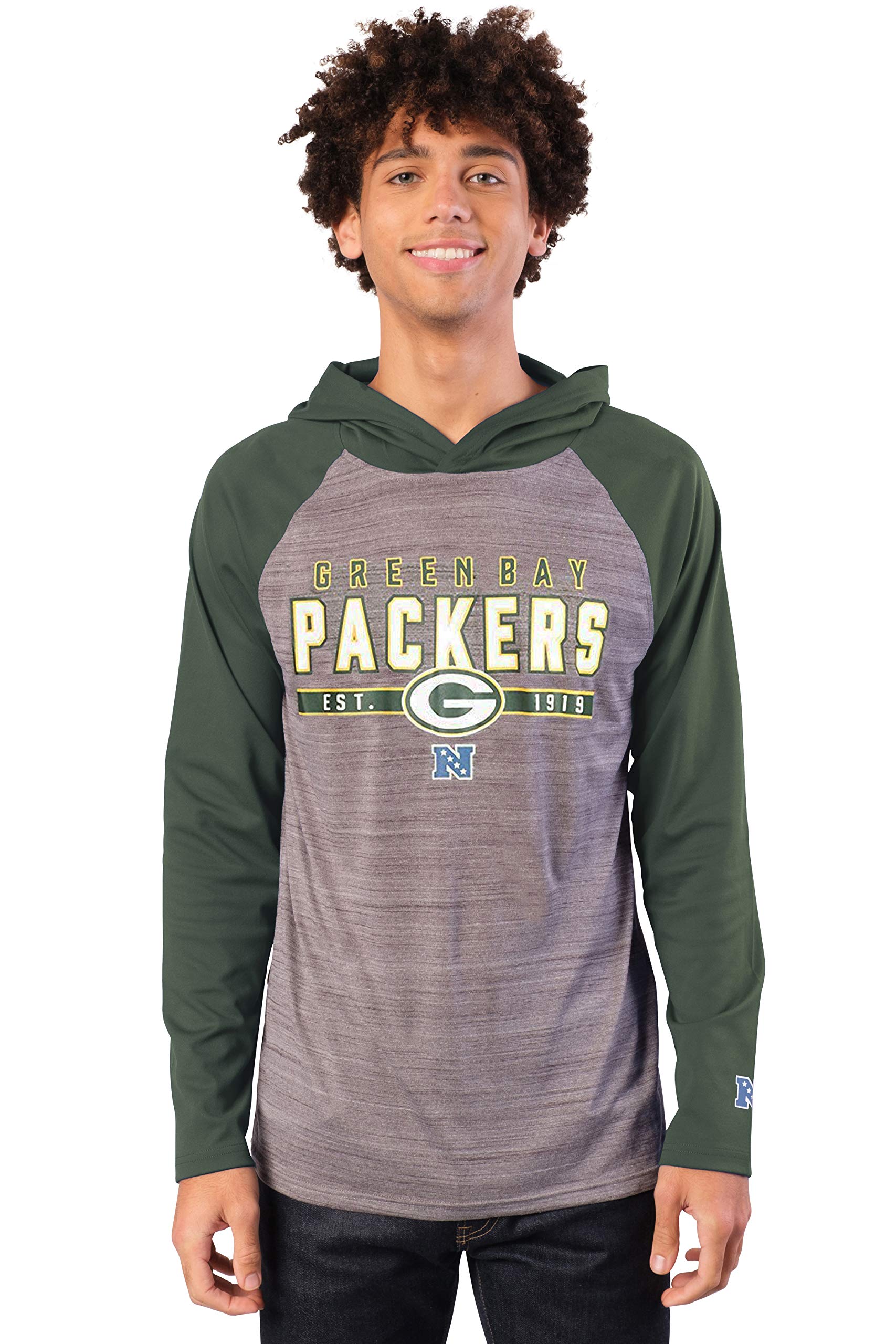Ultra Game NFL Green Bay Packers Mens Athletic Performance Soft Pullover Lightweight Hoodie Sweatshirt|Green Bay Packers
