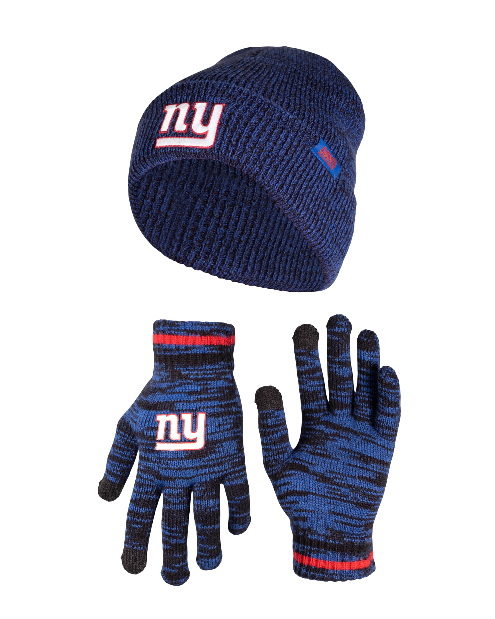 Ultra Game NFL New York Giants Womens Super Soft Marled Winter Beanie Knit Hat with Extra Warm Touch Screen Gloves|New York Giants