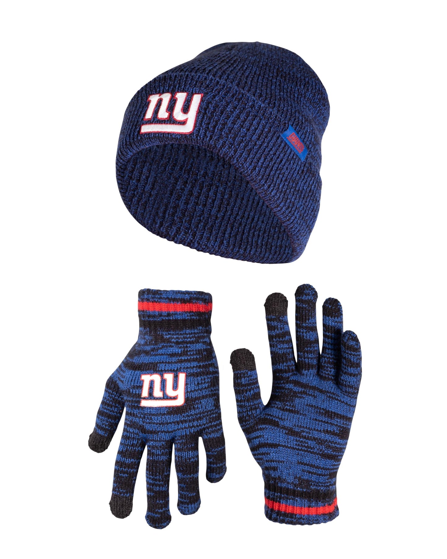 Ultra Game NFL New York Giants Womens Super Soft Marled Winter Beanie Knit Hat with Extra Warm Touch Screen Gloves|New York Giants - UltraGameShop