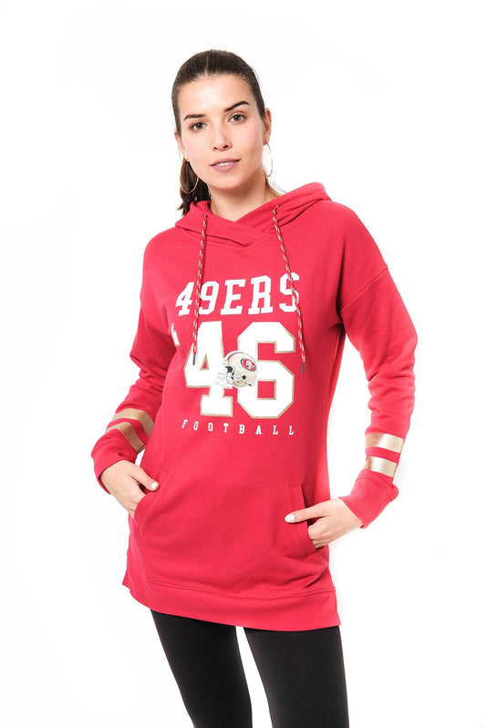 Ultra Game NFL San Francisco 49ers Womens Soft French Terry Tunic Hoodie Pullover Sweatshirt|San Francisco 49ers - UltraGameShop