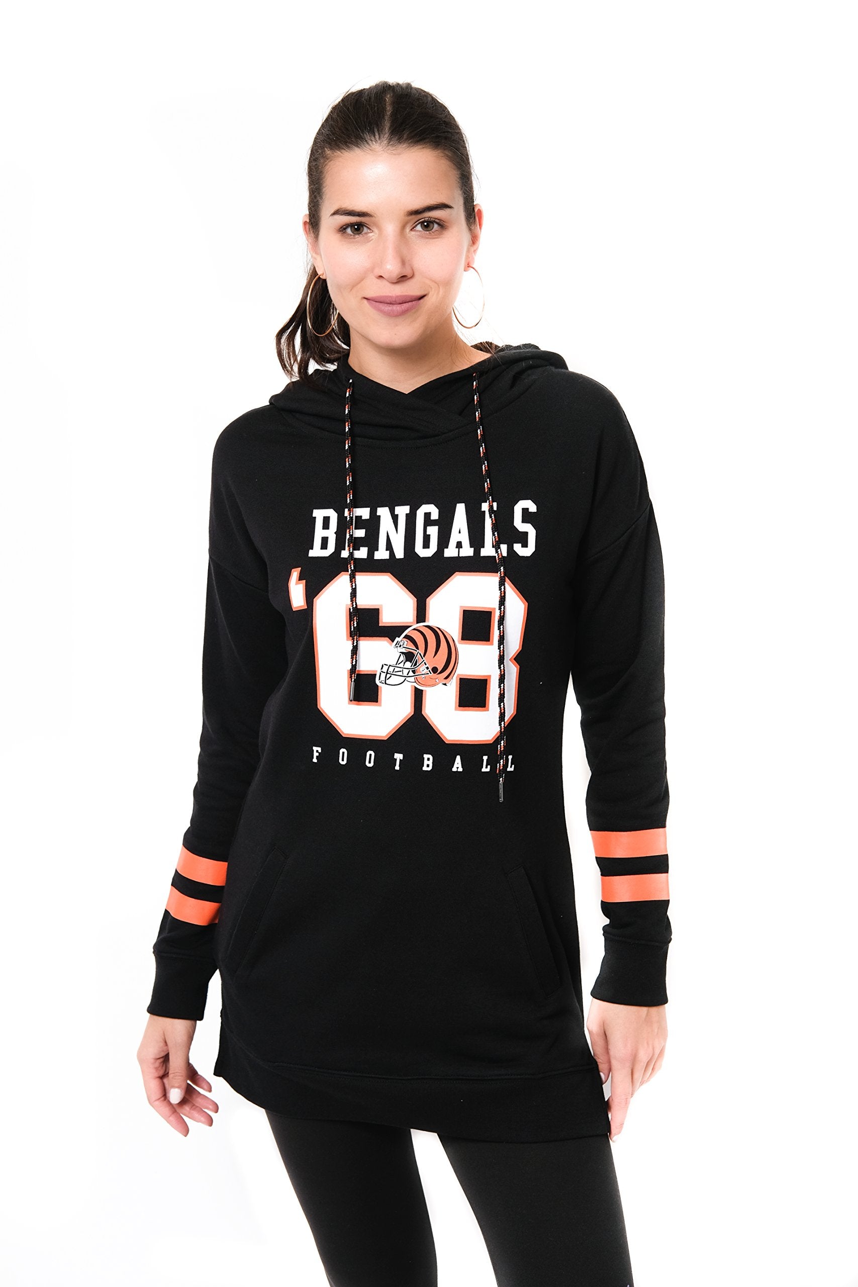 Ultra Game NFL Cincinnati Bengals Womens Soft French Terry Tunic Hoodie Pullover Sweatshirt|Cincinnati Bengals