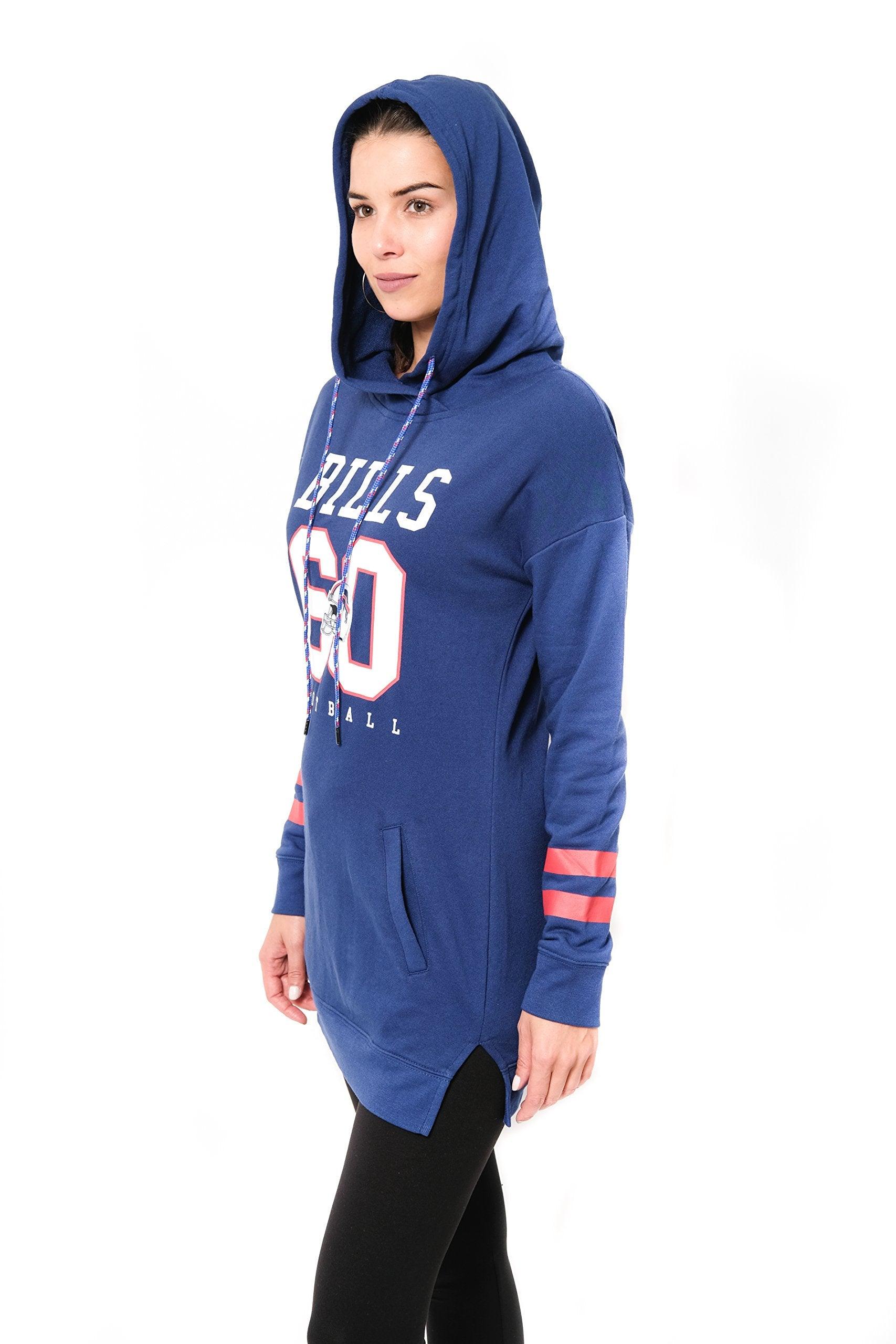 Ultra Game NFL Buffalo Bills Womens Soft French Terry Tunic Hoodie Pullover Sweatshirt|Buffalo Bills - UltraGameShop