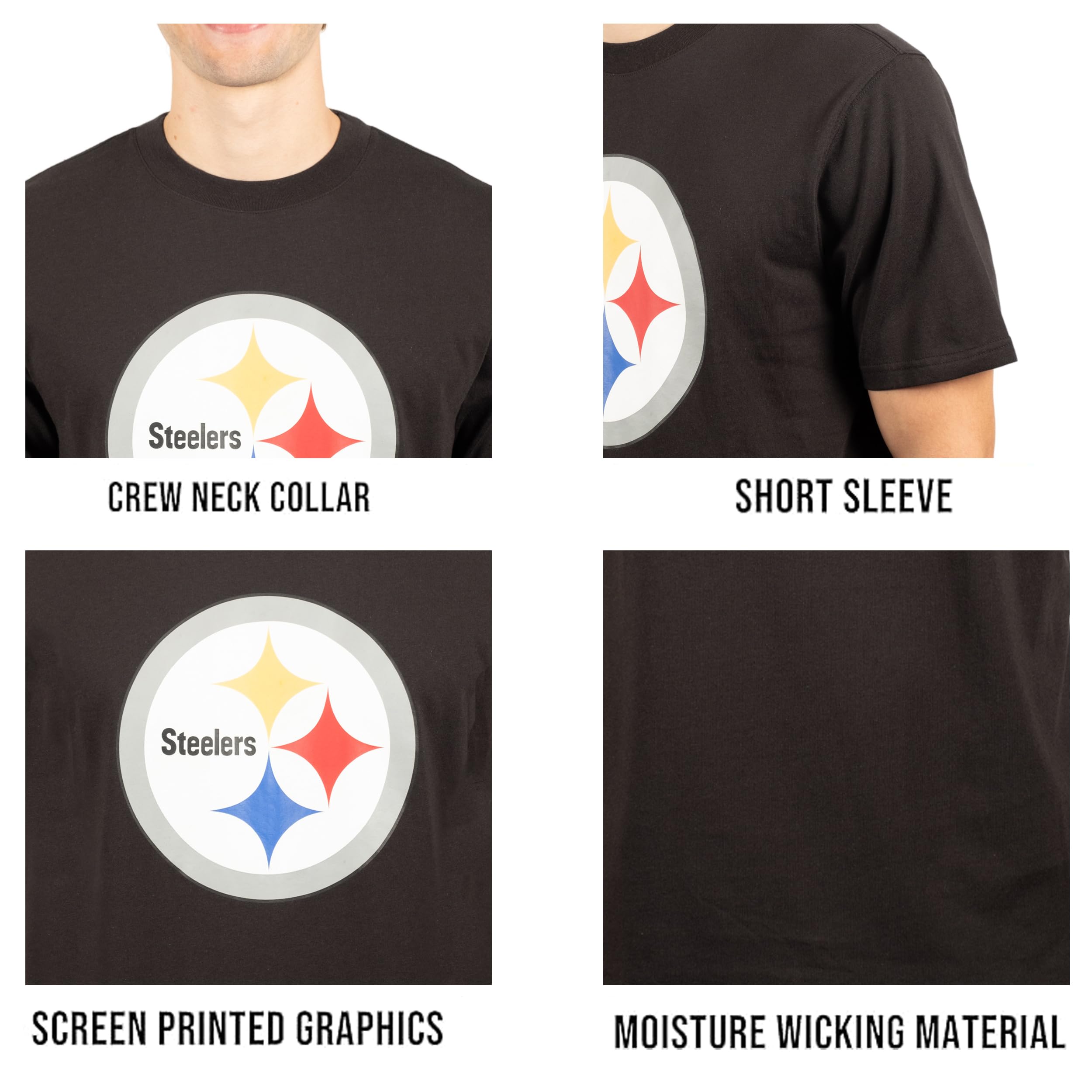 Ultra Game NFL Pittsburgh Steelers Mens Super Soft Ultimate Team Logo T-Shirt|Pittsburgh Steelers