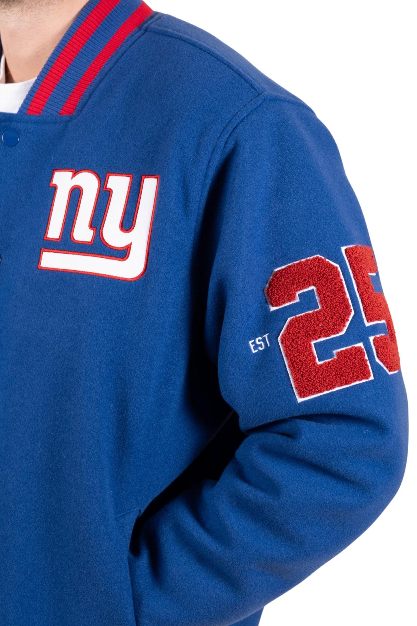 Ultra Game NFL New York Giants Mens Classic Varsity Coaches Jacket|New York Giants - UltraGameShop