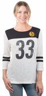 Ultra Game NFL Pittsburgh Steelers Womens Super Soft Raglan Vintage Baseball T-Shirt|Pittsburgh Steelers