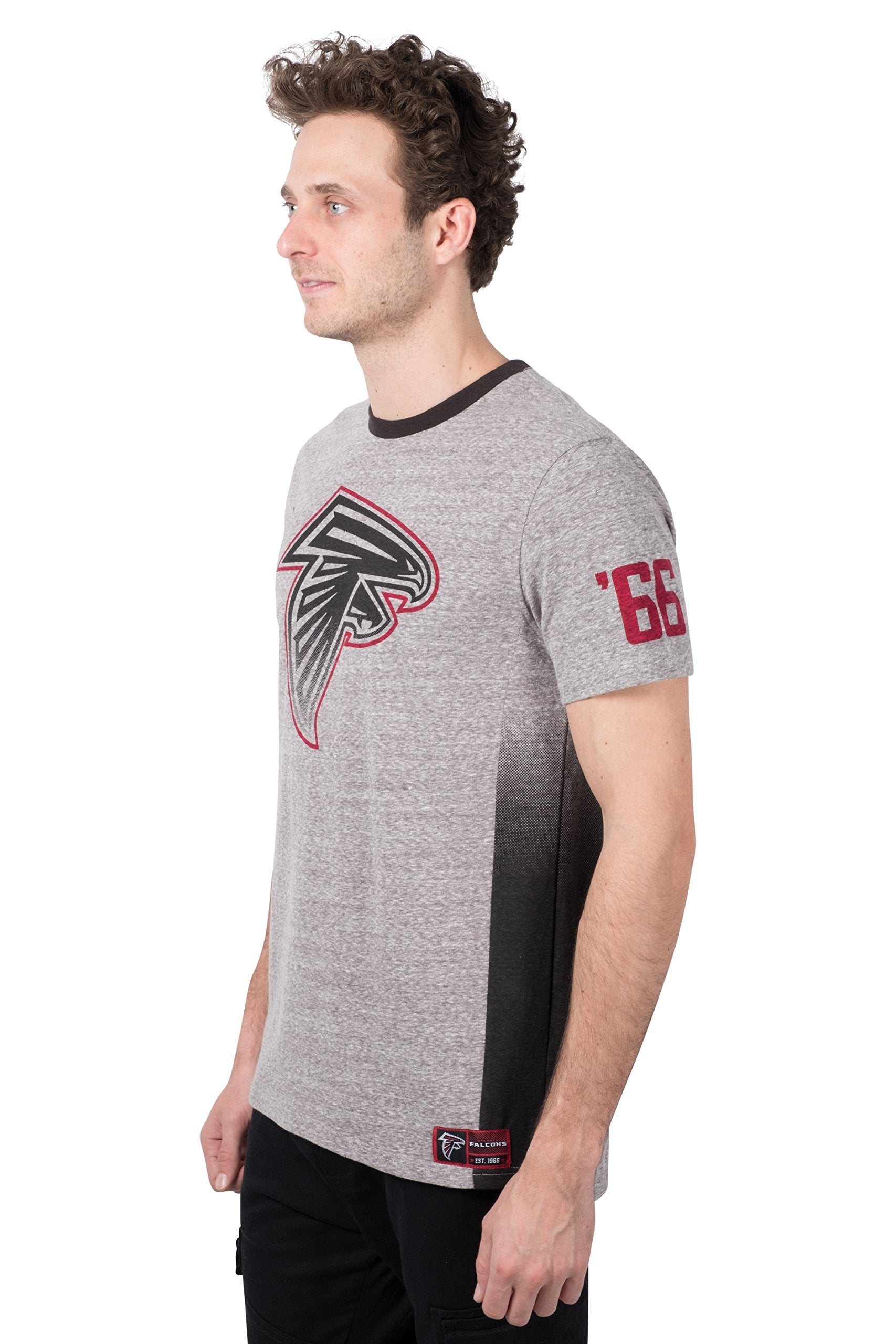Ultra Game NFL Atlanta Falcons Mens Vintage Ringer Short Sleeve Tee Shirt|Atlanta Falcons