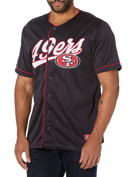Ultra Game NFL San Francisco 49ers Mens Game Day Button Down Baseball Mesh Jersey Shirt|San Francisco 49ers