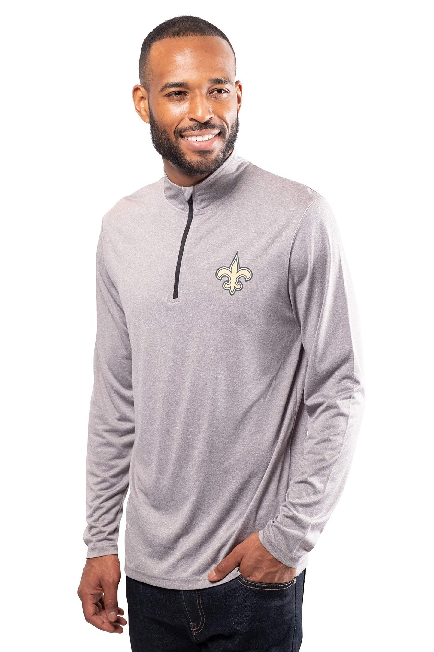 Ultra Game NFL New Orleans Saints Mens Super Soft Quarter Zip Long Sleeve T-Shirt|New Orleans Saints - UltraGameShop