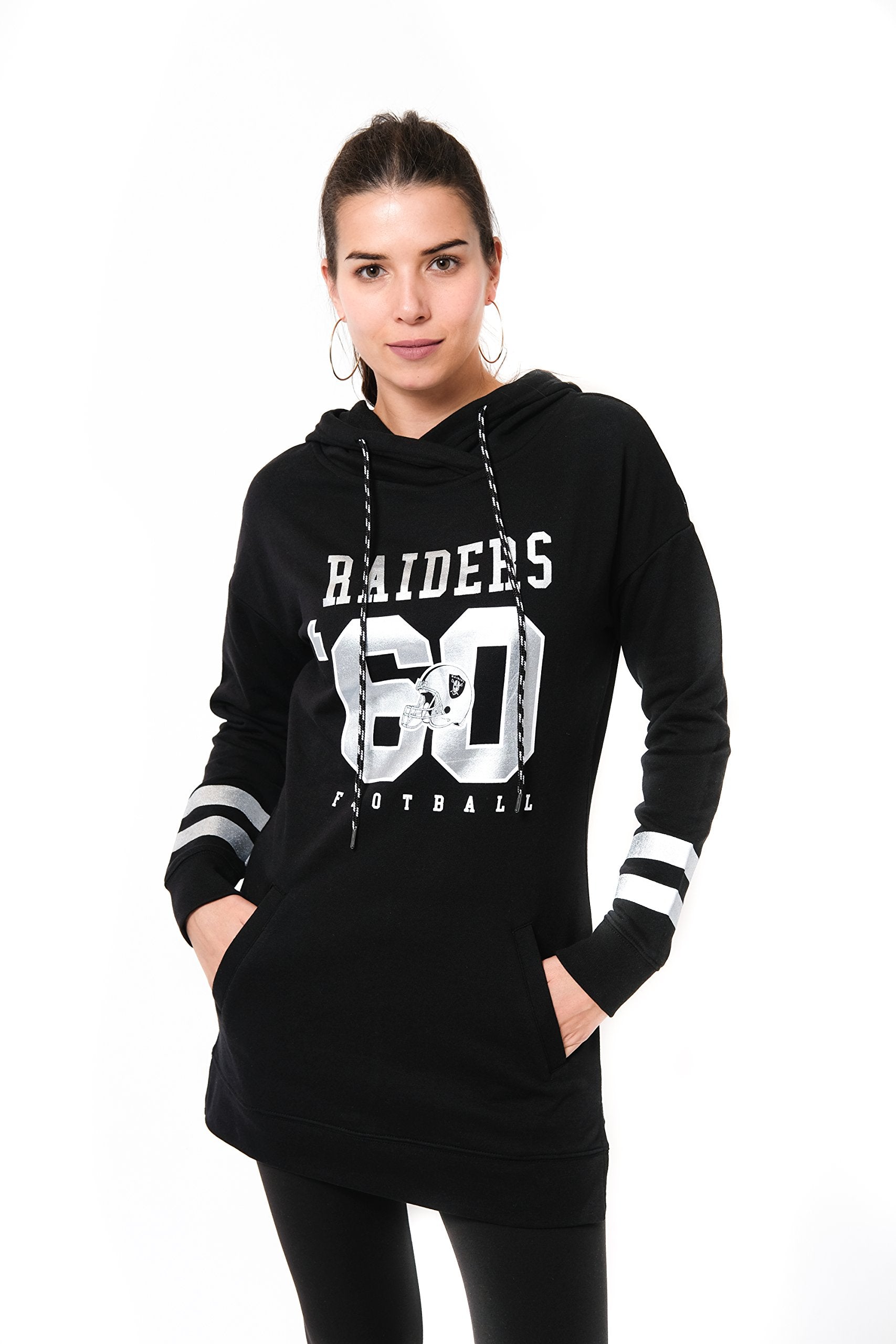 Ultra Game NFL Las Vegas Raiders Womens Soft French Terry Tunic Hoodie Pullover Sweatshirt|Las Vegas Raiders