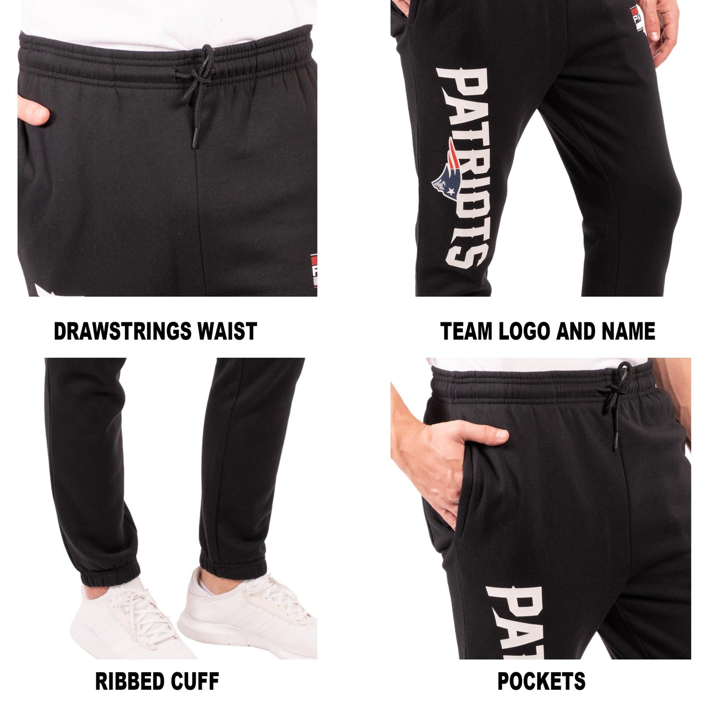 Ultra Game NFL New England Patriots Mens Active Super Soft Fleece Game Day Jogger Sweatpants|New England Patriots - UltraGameShop