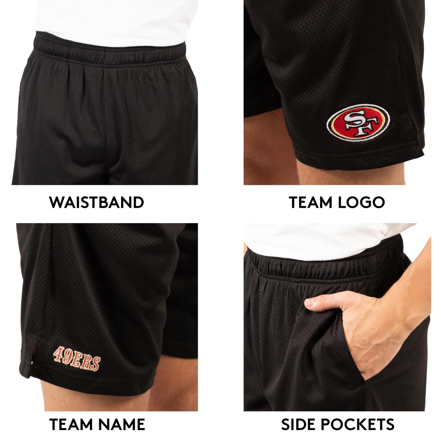 Ultra Game NFL San Francisco 49ers Mens 7 Inch Soft Mesh Active Training Shorts|San Francisco 49ers - UltraGameShop