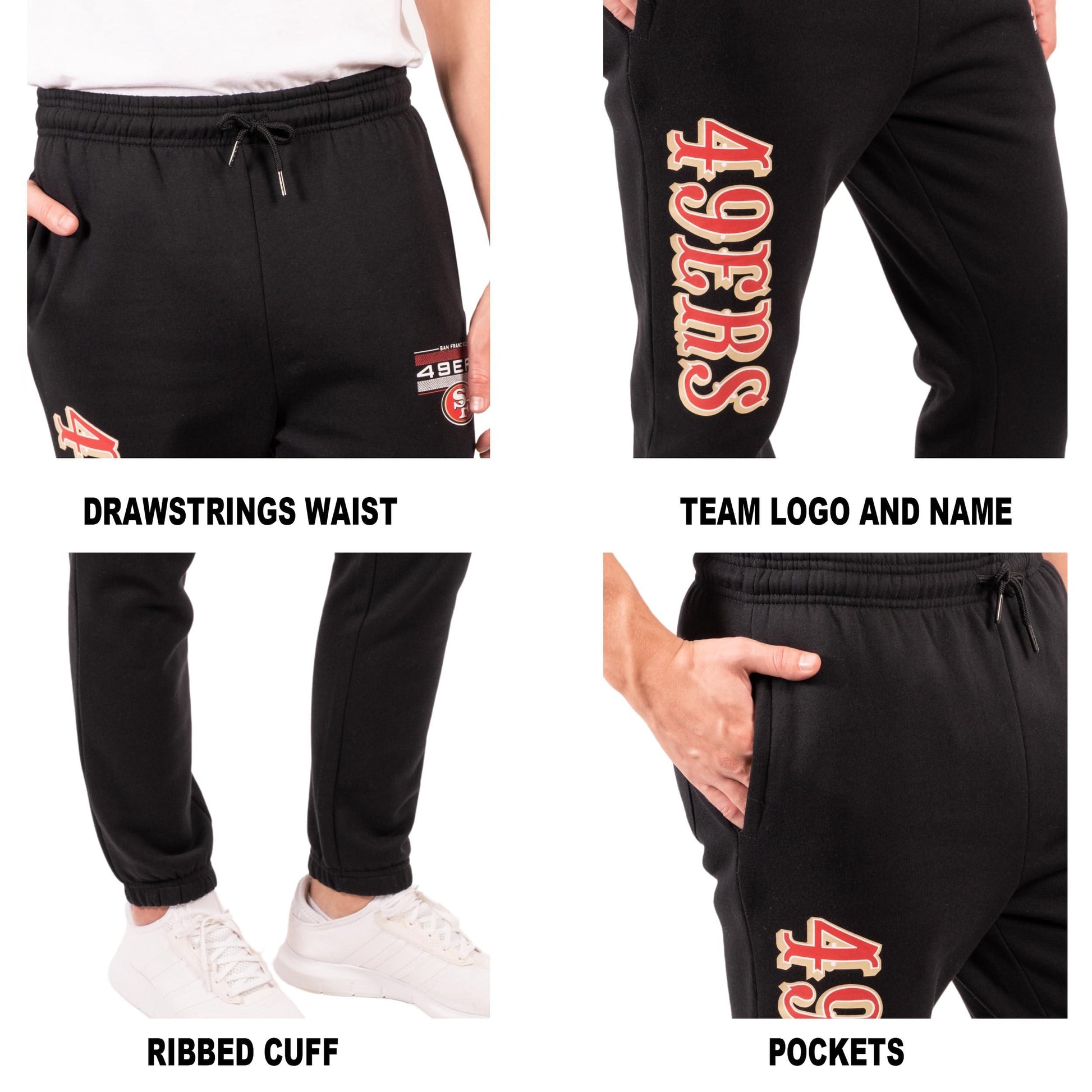 Ultra Game NFL San Francisco 49ers Mens Active Super Soft Fleece Game Day Jogger Sweatpants|San Francisco 49ers - UltraGameShop