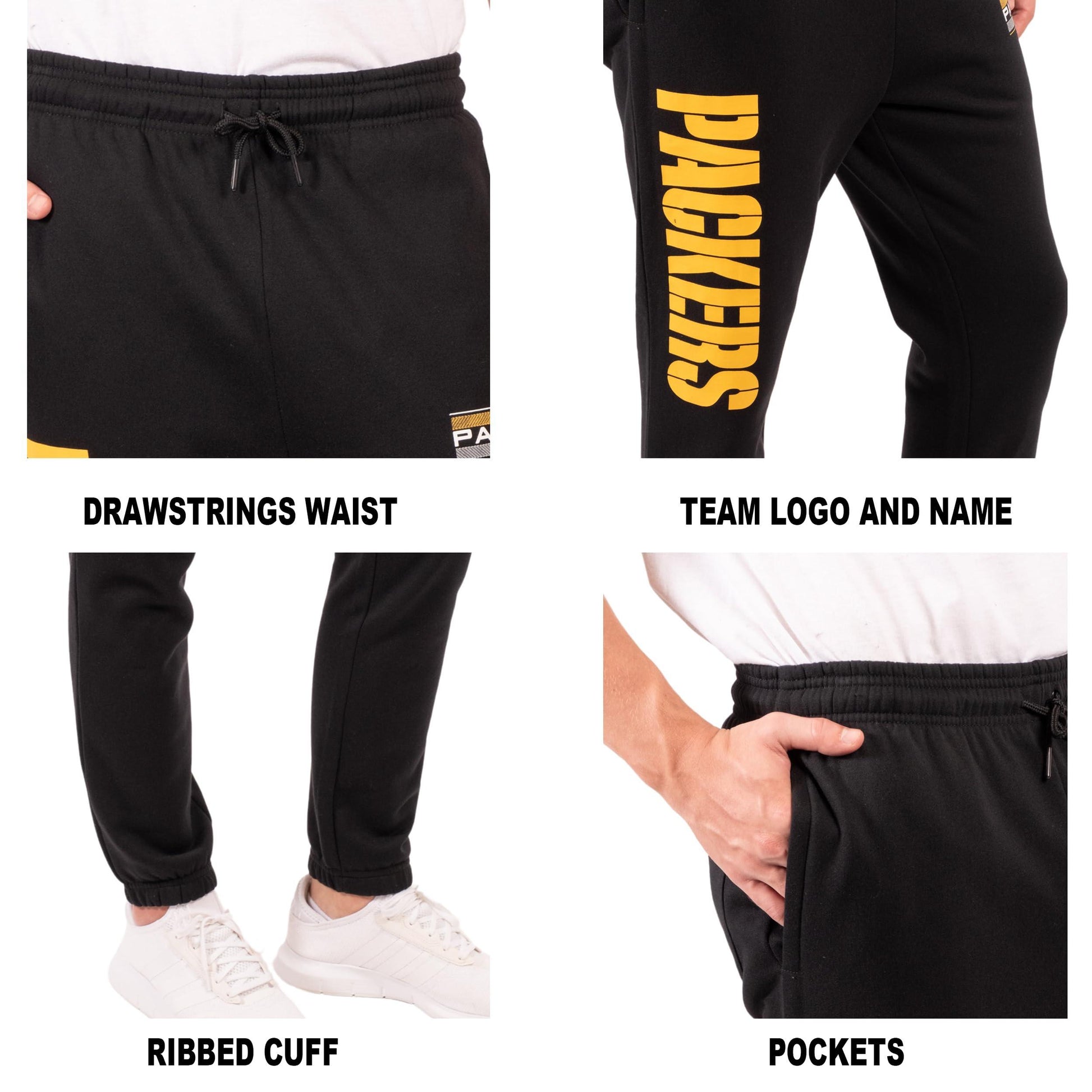 Ultra Game NFL Green Bay Packers Mens Active Super Soft Fleece Game Day Jogger Sweatpants|Green Bay Packers - UltraGameShop