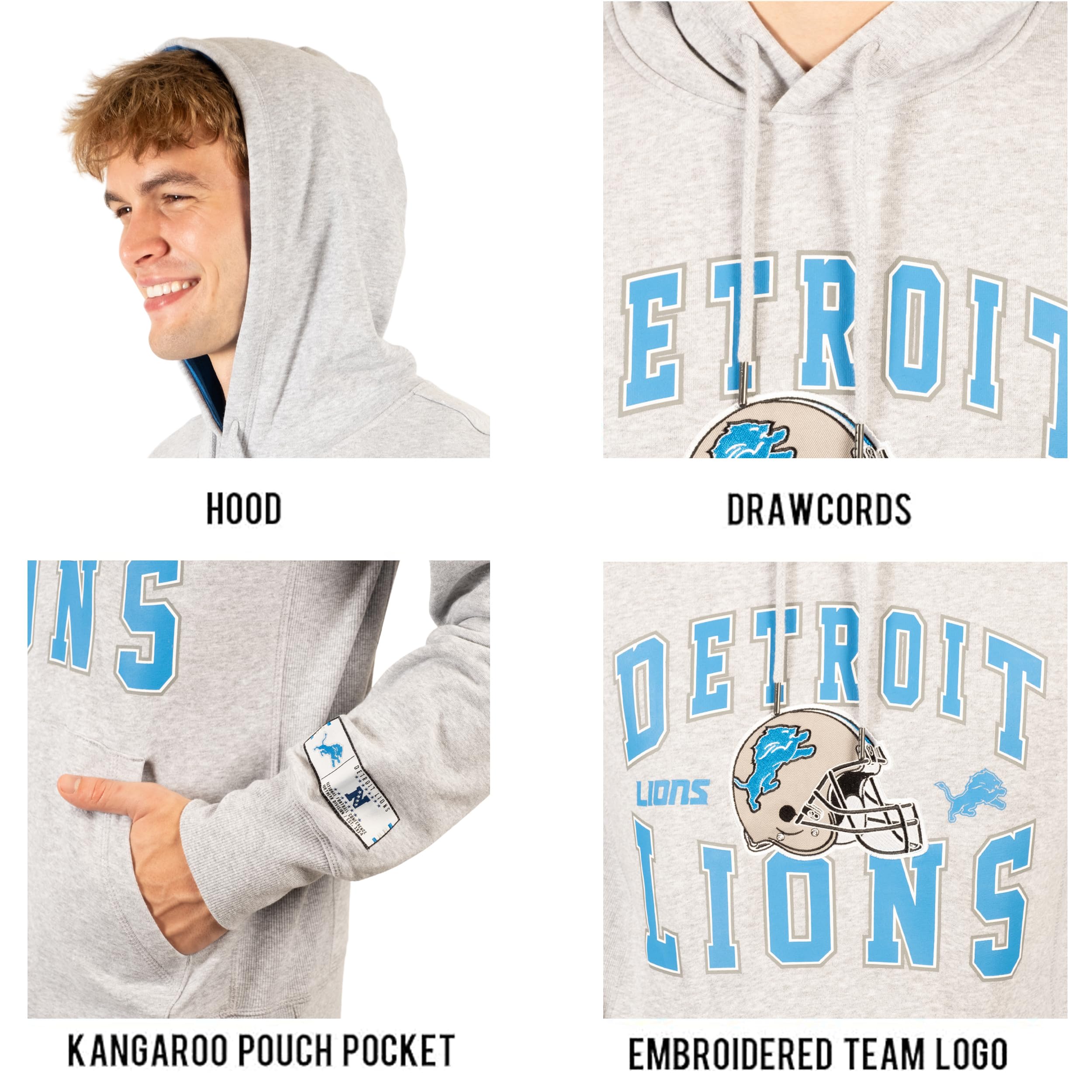 Ultra Game NFL Detroit Lions Mens Ultimate Quality Super Soft Hoodie Sweatshirt|Detroit Lions