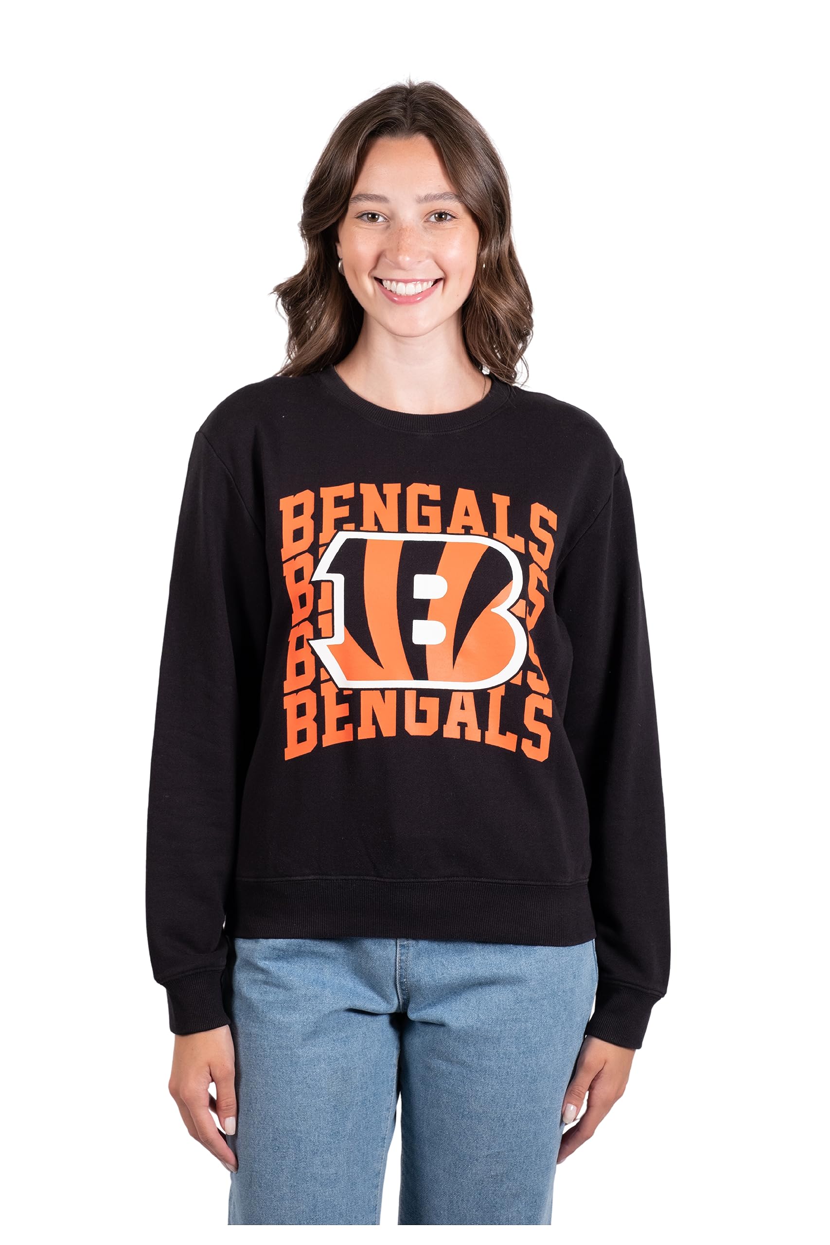 Ultra Game NFL Cincinnati Bengals Womens Long Sleeve Fleece Sweatshirt|Cincinnati Bengals - UltraGameShop