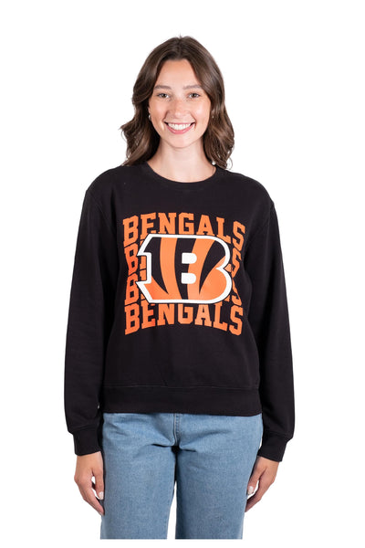 Ultra Game NFL Cincinnati Bengals Womens Long Sleeve Fleece Sweatshirt|Cincinnati Bengals