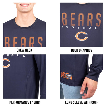 Ultra Game NFL Chicago Bears Mens Active Lightweight Quick Dry Long Sleeve T-Shirt|Chicago Bears - UltraGameShop