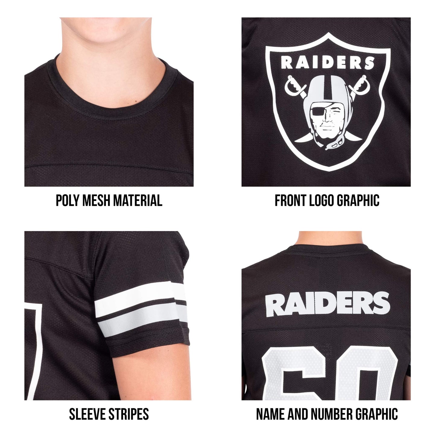 Ultra Game NFL Las Vegas Raiders Youth Soft Mesh Vintage Jersey T-Shirt|Las Vegas Raiders - UltraGameShop