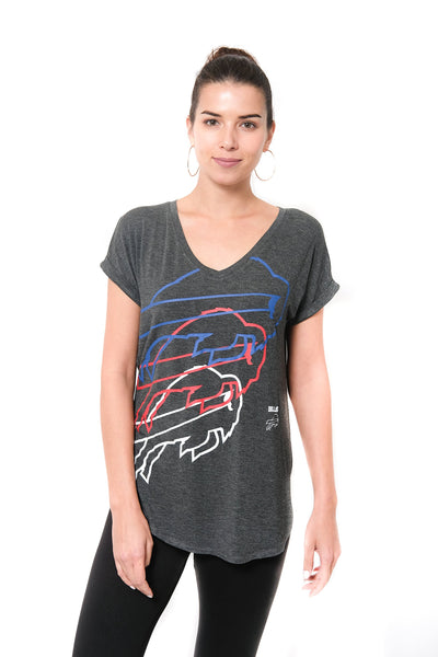 Ultra Game NFL Buffalo Bills Womens Vintage Stripe Soft Modal Tee Shirt|Buffalo Bills
