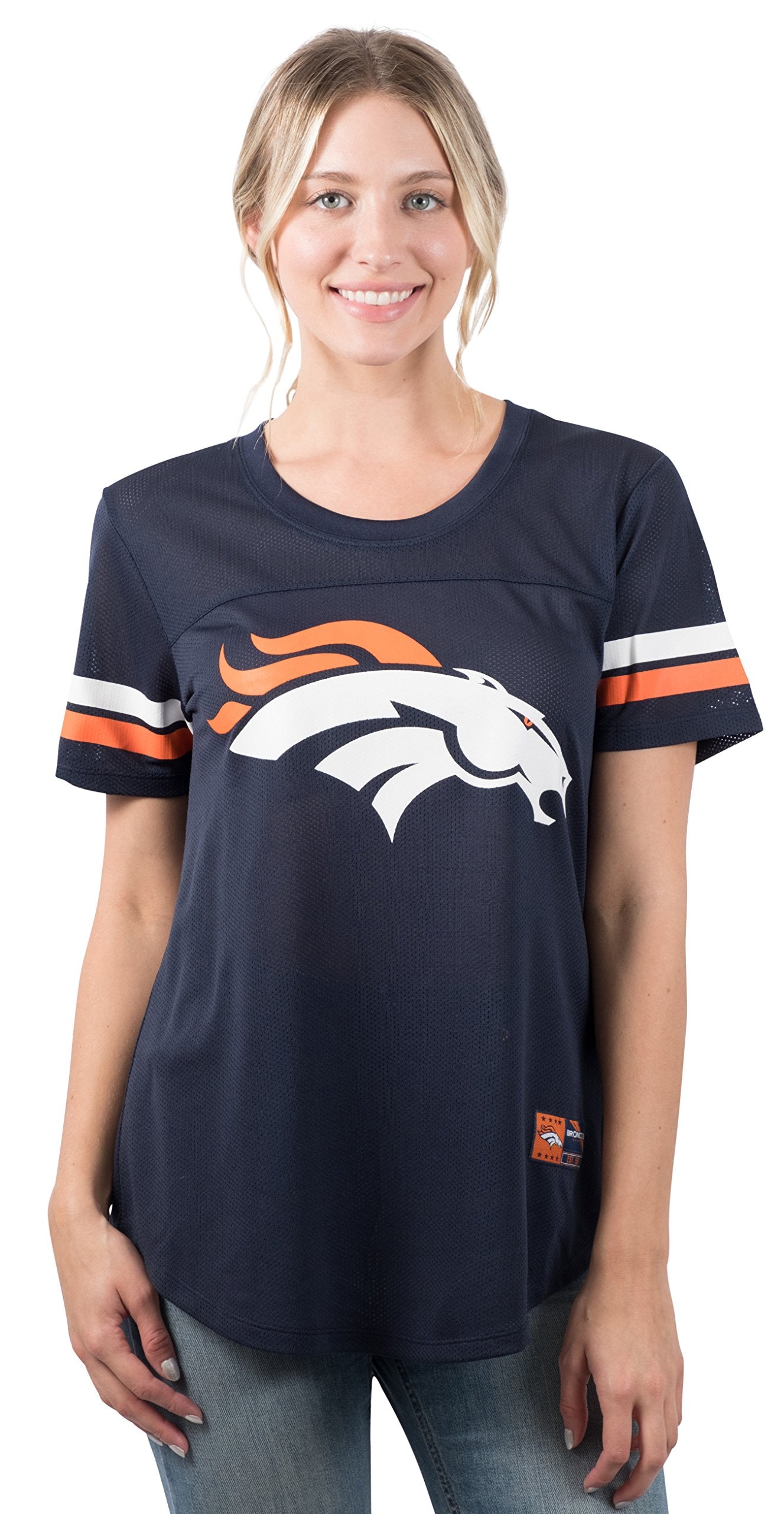Ultra Game NFL Denver Broncos Womens Soft Mesh Varsity Stripe T-Shirt|Denver Broncos - UltraGameShop