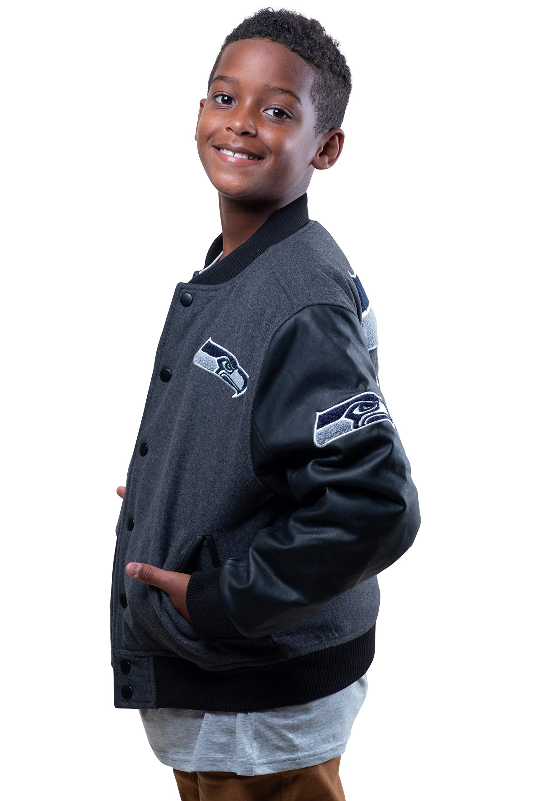 Ultra Game NFL Seattle Seahawks Youth Classic Varsity Coaches Jacket|Seattle Seahawks