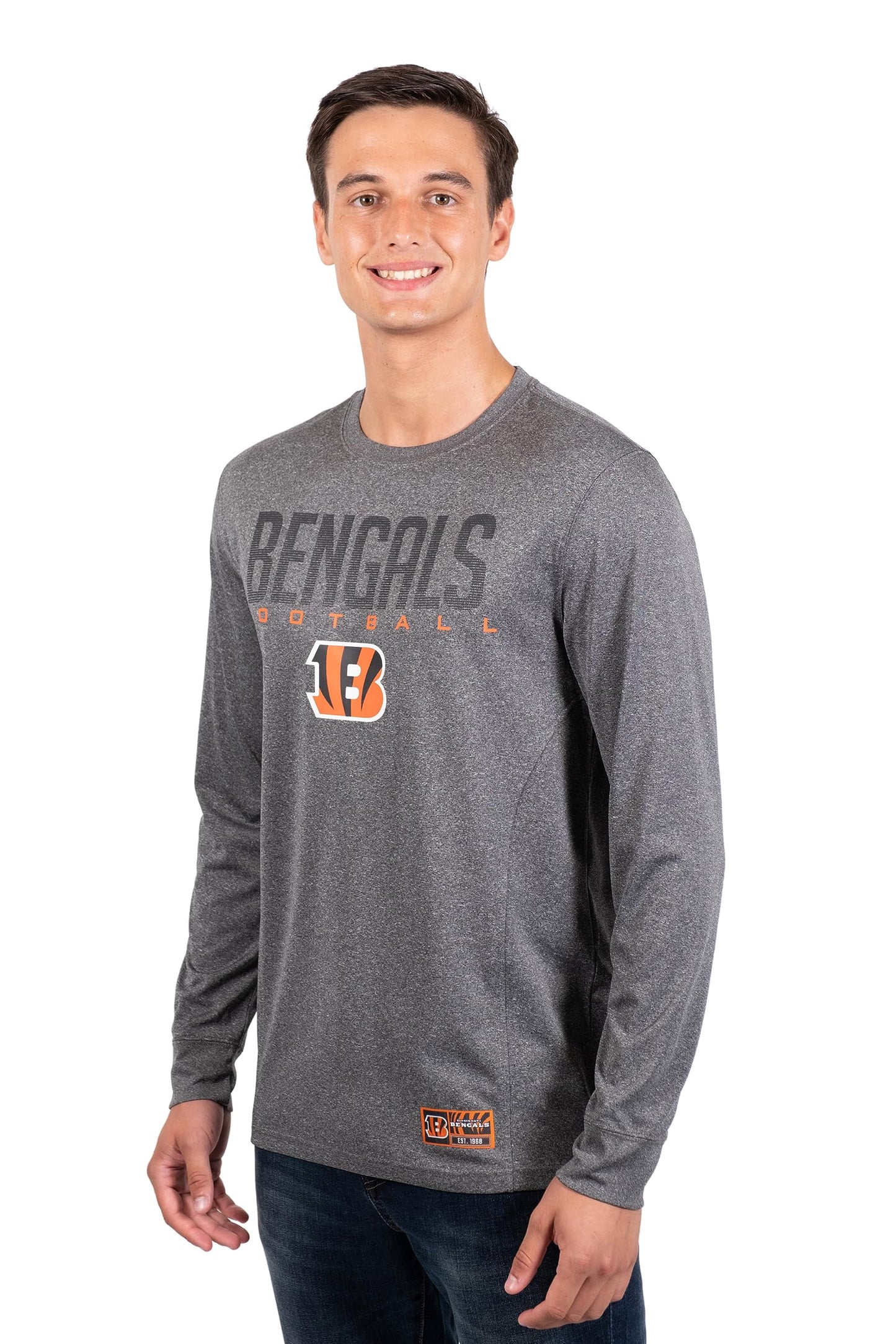 Ultra Game NFL Cincinnati Bengals Mens Active Quick Dry Long Sleeve T-Shirt|Cincinnati Bengals - UltraGameShop