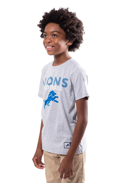 Ultra Game NFL Detroit Lions Youth Active Crew Neck Tee Shirt|Detroit Lions - UltraGameShop