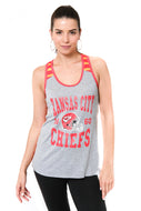 Ultra Game NFL Kansas City Chiefs Womens Jersey Mesh Striped Racerback Tank Top|Kansas City Chiefs