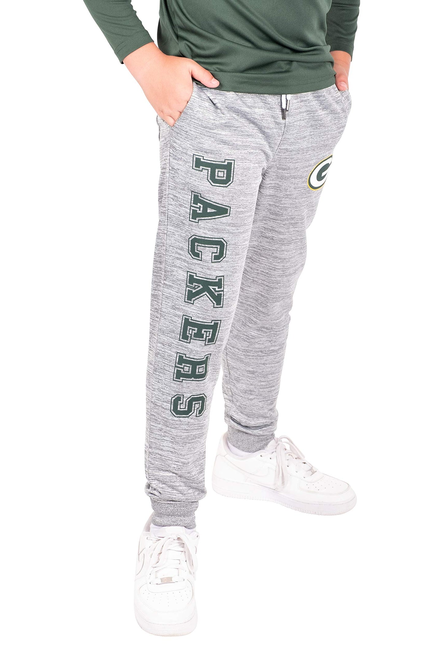 Ultra Game NFL Green Bay Packers Youth High Performance Moisture Wicking Fleece Jogger Sweatpants|Green Bay Packers - UltraGameShop