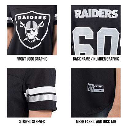 Ultra Game NFL Las Vegas Raiders Womens Soft Mesh Varsity Stripe T-Shirt|Las Vegas Raiders - UltraGameShop