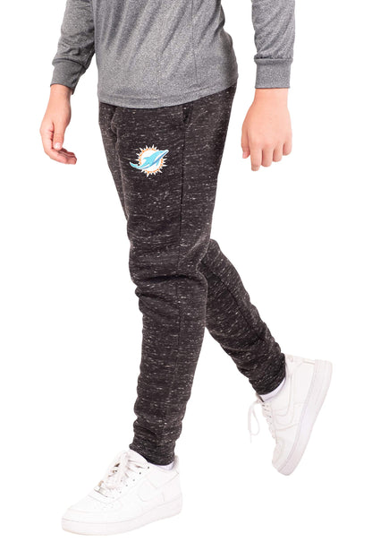 Ultra Game NFL Miami Dolphins Youth Extra Soft Black Snow Fleece Jogger Sweatpants|Miami Dolphins - UltraGameShop