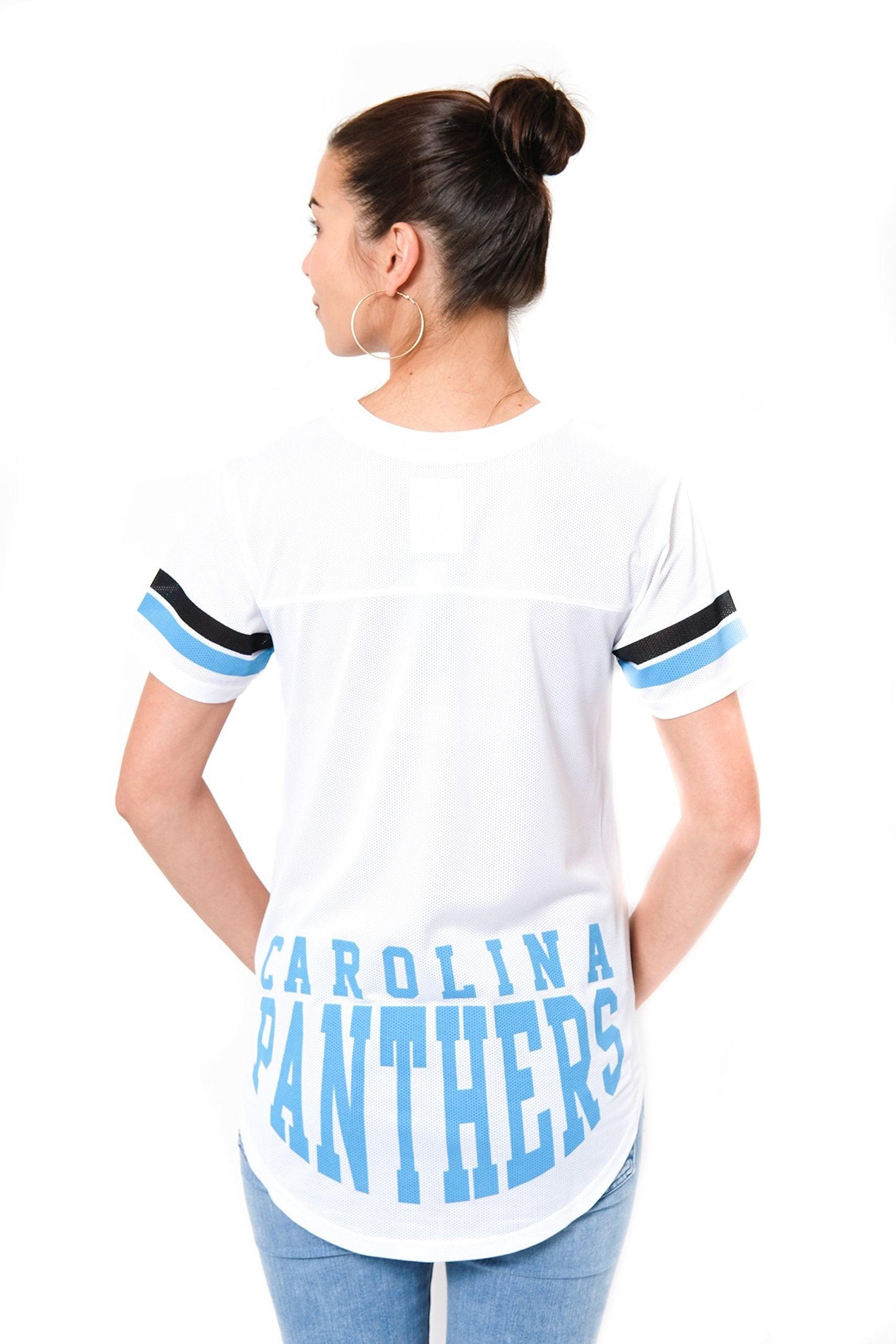 Ultra Game NFL Carolina Panthers Womens Soft Mesh Jersey Varsity Tee Shirt|Carolina Panthers - UltraGameShop