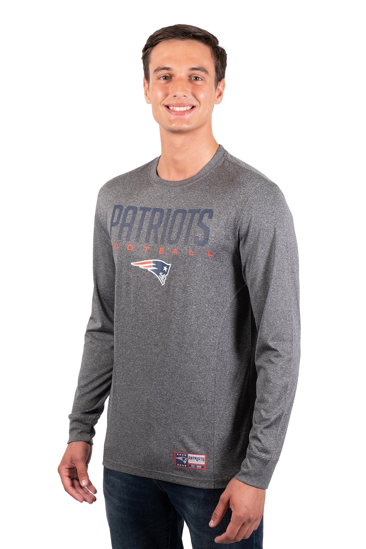 Ultra Game NFL New England Patriots Mens Active Quick Dry Long Sleeve T-Shirt|New England Patriots - UltraGameShop