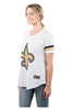 Ultra Game NFL New Orleans Saints Womens Soft Mesh Varsity Stripe T-Shirt|New Orleans Saints