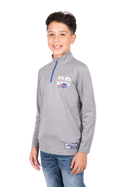 Ultra Game NFL Buffalo Bills Youth Super Soft Quarter Zip Long Sleeve T-Shirt|Buffalo Bills - UltraGameShop