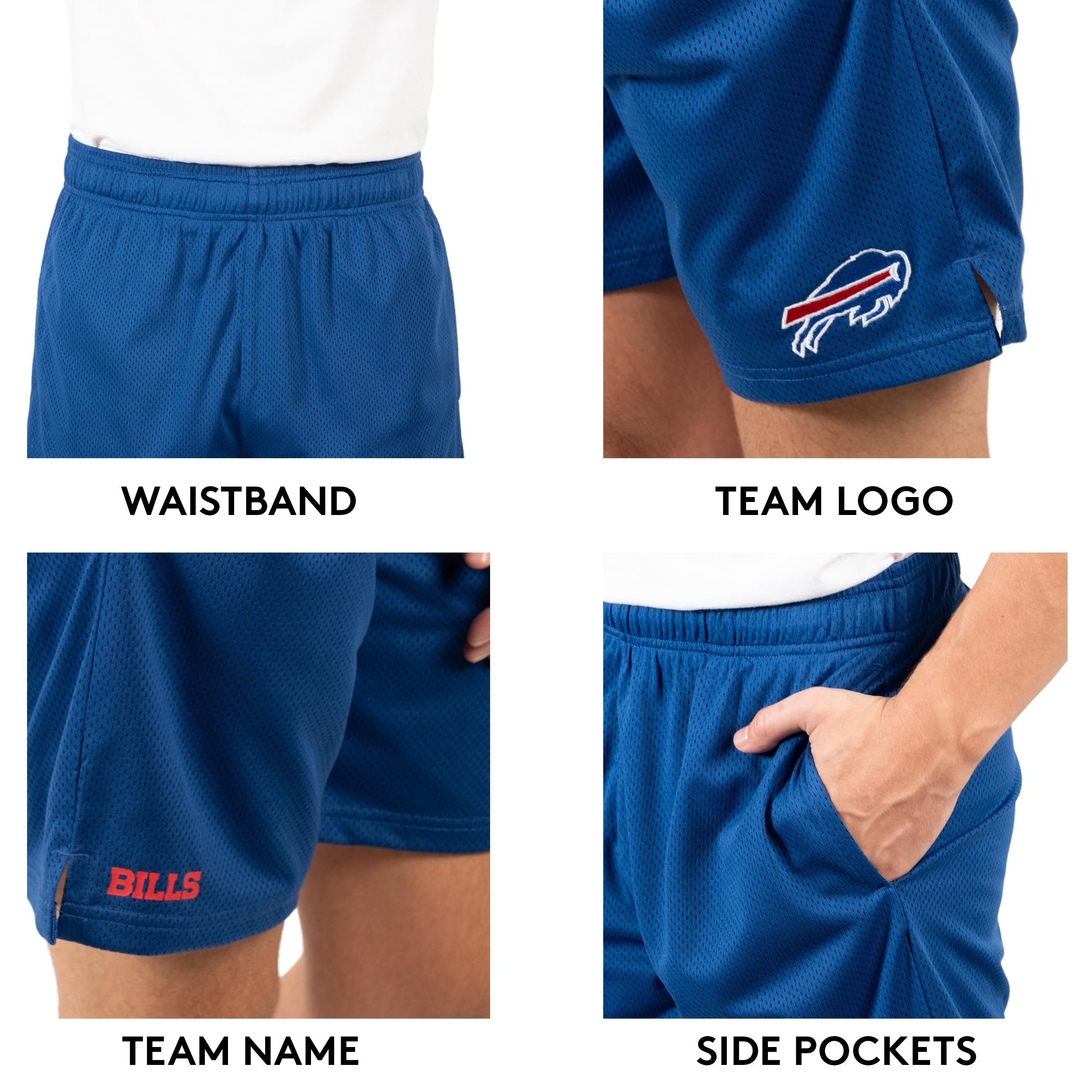 Ultra Game NFL Buffalo Bills Mens 7 Inch Soft Mesh Active Training Shorts|Buffalo Bills