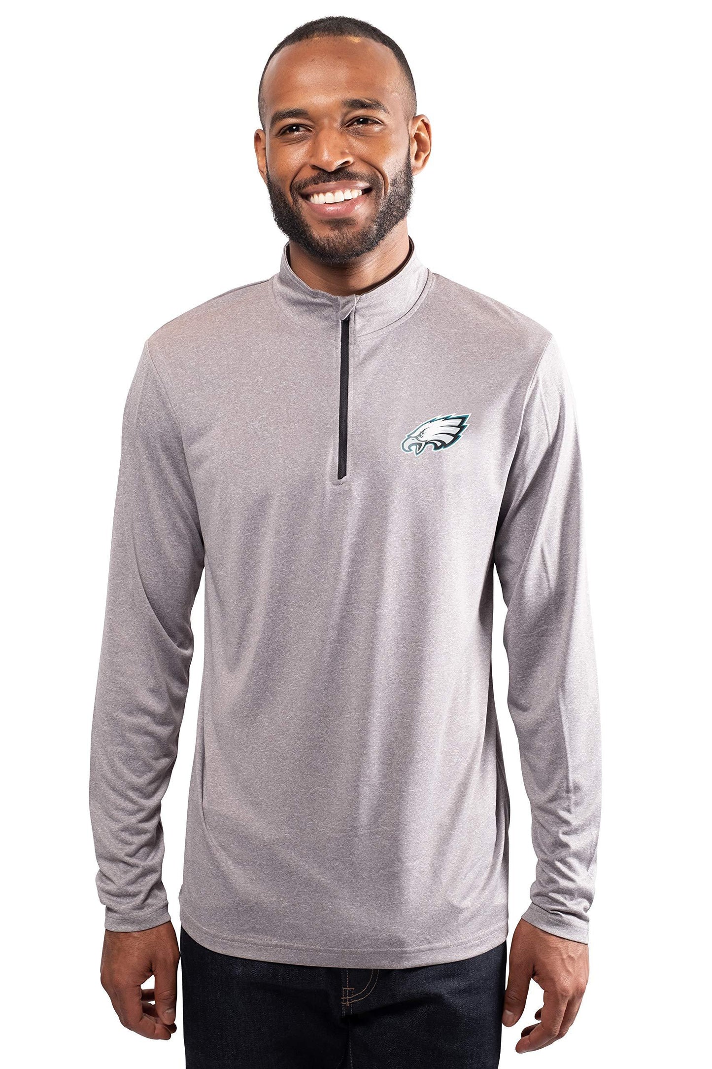 Ultra Game NFL Philadelphia Eagles Mens Super Soft Quarter Zip Long Sleeve T-Shirt|Philadelphia Eagles - UltraGameShop