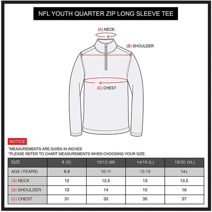 Ultra Game NFL New Orleans Saints Youth Super Soft Quarter Zip Long Sleeve T-Shirt|New Orleans Saints - UltraGameShop