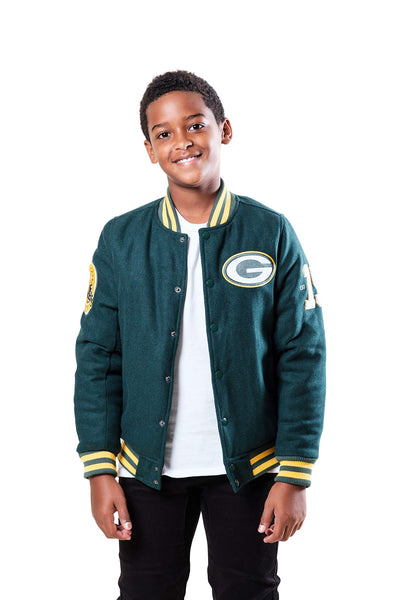 Ultra Game NFL Green Bay Packers Youth Classic Varsity Coaches Jacket|Green Bay Packers