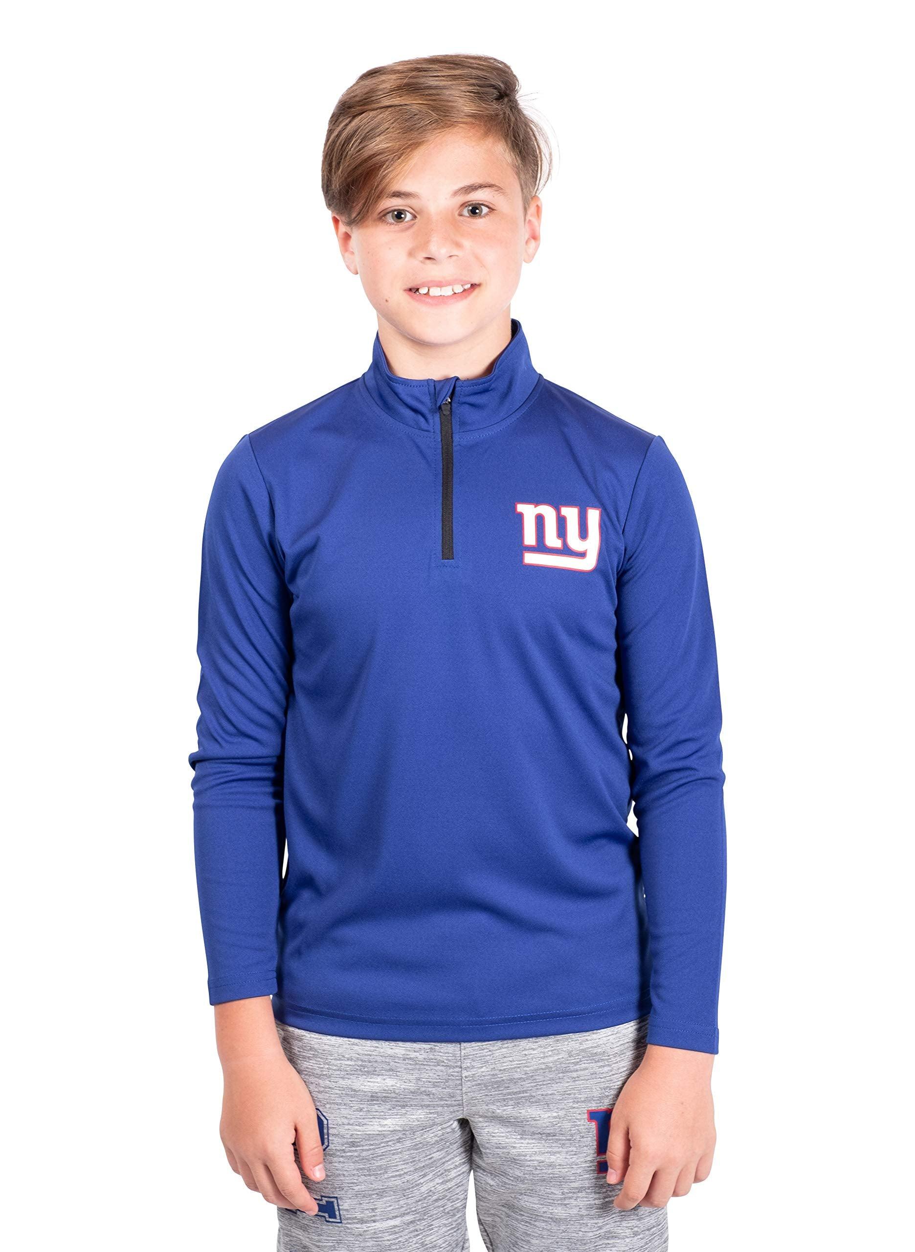 Ultra Game NFL New York Giants Youth Super Soft Quarter Zip Long Sleeve T-Shirt|New York Giants - UltraGameShop