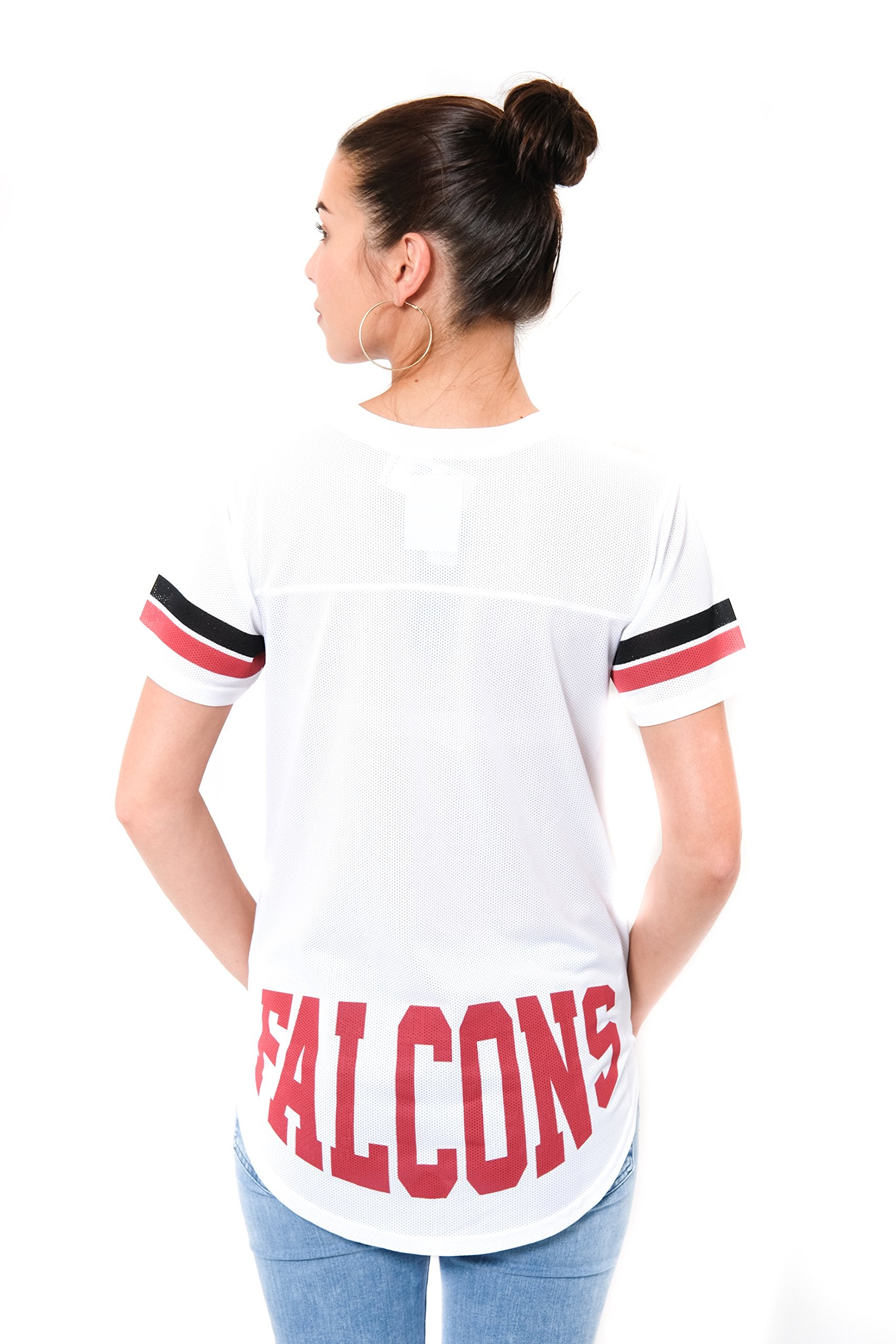 Ultra Game NFL Atlanta Falcons Womens Soft Mesh Jersey Varsity Tee Shirt|Atlanta Falcons - UltraGameShop