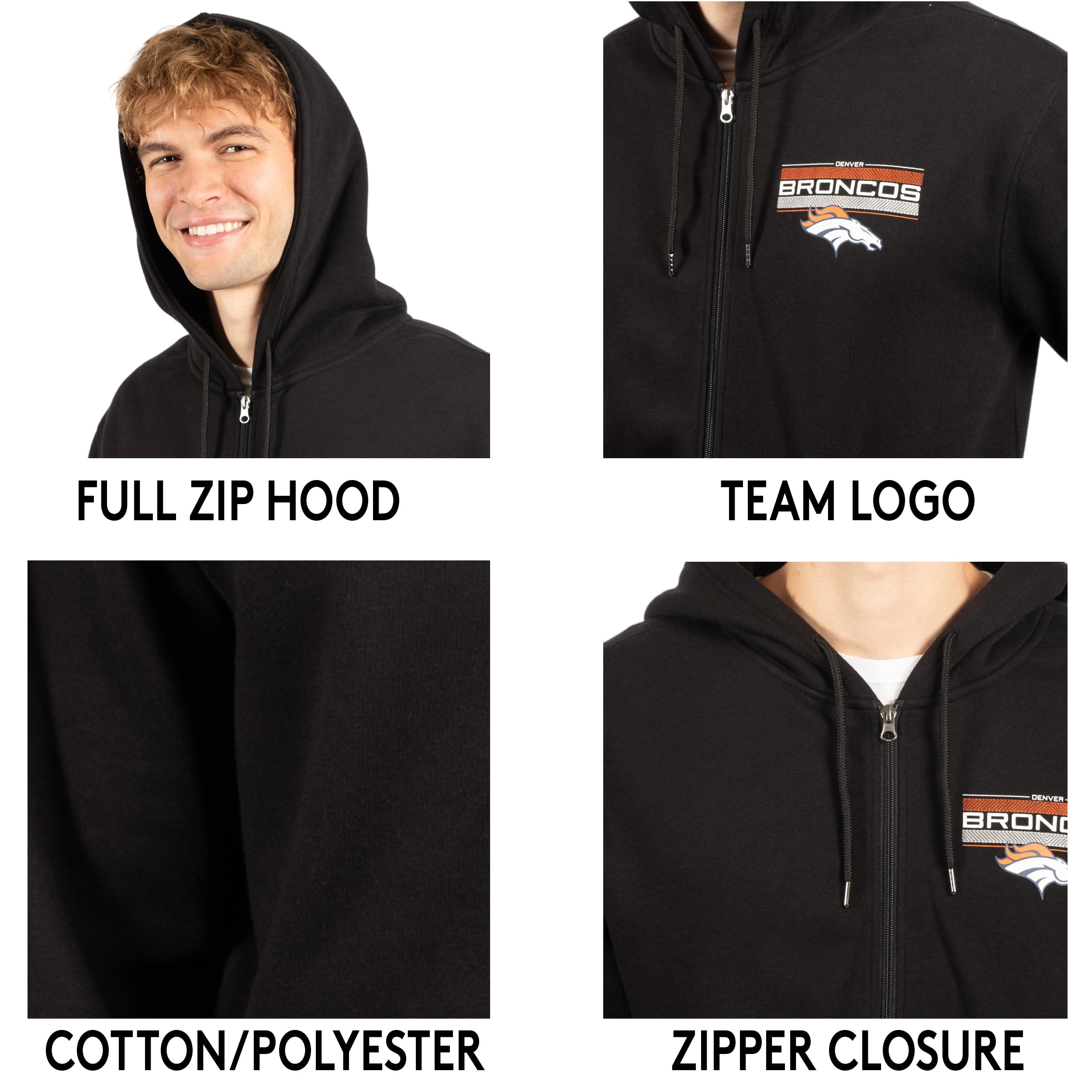 Ultra Game NFL Denver Broncos Mens Standard Sherpa Full Zip Cozy Fleece Hoodie Sweatshirt Jacket|Denver Broncos